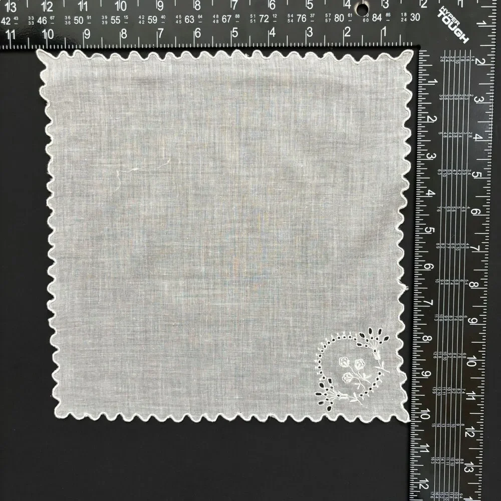 Embroidered Heirloom Wedding Handkerchief Cottage Vintage Feminine Dainty